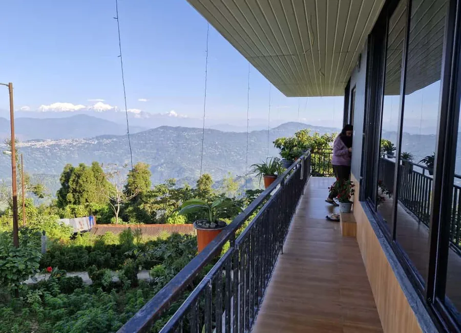 Himalayan mountain view from a North Bengal hotel
